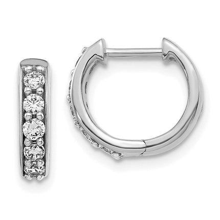 14k White Gold Diamond Hoop Earrings ,