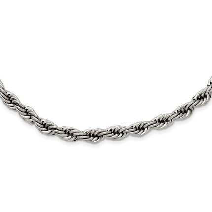 Stainless Steel Polished 6mm Rope Necklace ,