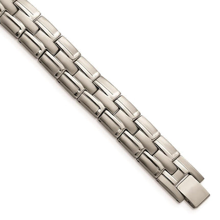 Titanium Brushed and Polished w/Syn. Germanium 8.5in Link Bracelet ,