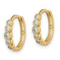 14K CZ Hinged Hoop Earrings ,