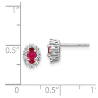 14k White Gold Diamond & Ruby Earrings ,