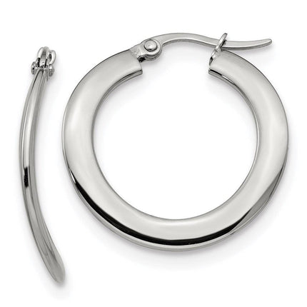 Stainless Steel Polished Hoop Earrings ,