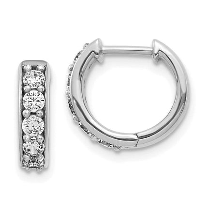 14k White Gold Diamond Hoop Earrings ,