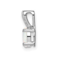 Sterling Silver Rhodium-plated Created Opal Pendant ,
