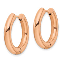 Stainless Steel Polished Rose IP-plated 4mm Hinged Hoop Earrings ,
