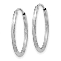 14k White Gold 1.5mm Diamond-cut Endless Hoop Earrings ,