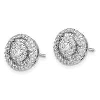 14k White Gold Diamond Cluster Post Earrings ,