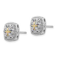 Sterling Silver w/14k Diamond Post Earrings ,