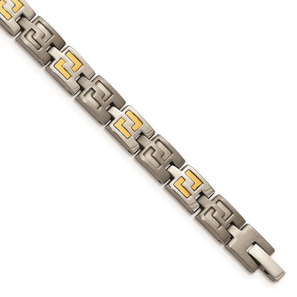 Titanium with 14k Inlay Accent Bracelet ,