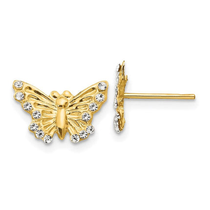 Madi K Kid's 14k CZ Butterfly Post Earrings ,