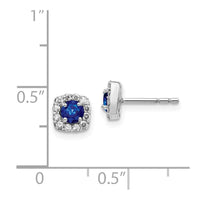 14k White Gold Diamond & Sapphire Earrings ,