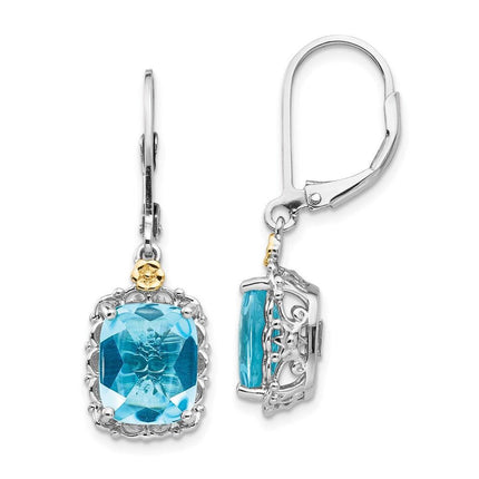 Sterling Silver w/14k Blue Topaz Earrings ,