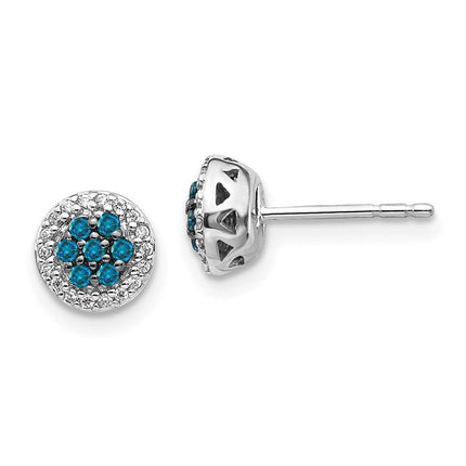 14k White Gold Blue/White Diamond Earrings ,