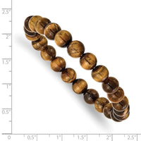 Yellow Tiger's Eye Agate Beaded Stretch Bracelet ,