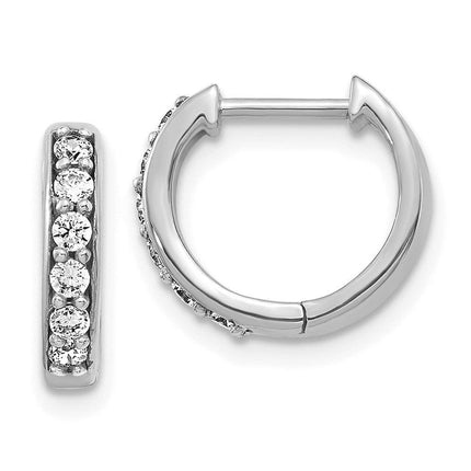 14k White Gold Diamond Hoop Earrings ,