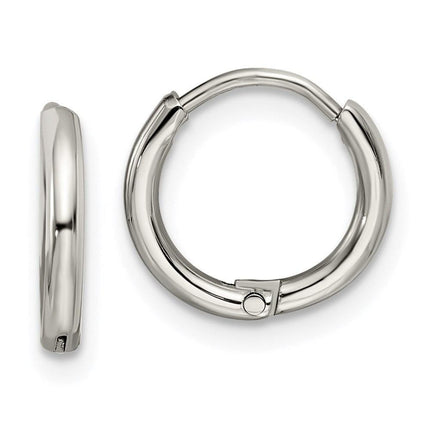 Stainless Steel Polished 1.6mm Hinged Hoop Earrings ,