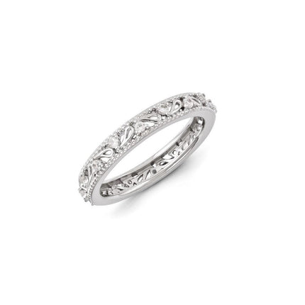 Sterling Silver Stackable Expressions Created White Sapphire Ring ,