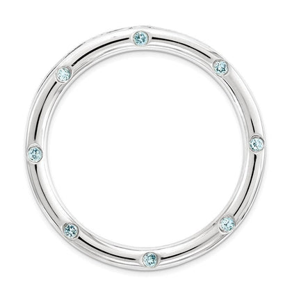 Sterling Silver Stackable Expressions Large Polished Blue Topaz Chain Slide ,