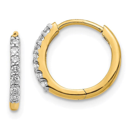 14K Diamond Hinged Hoop Earrings ,