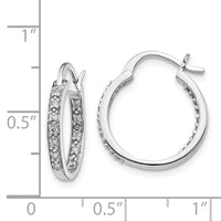 14k White Gold Diamond In/Out Hoop Earrings ,