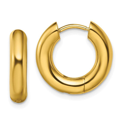 Stainless Steel Polished Yellow IP-plated 4mm Hinged Hoop Earrings ,