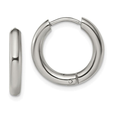 Stainless Steel Polished 3mm Hinged Hoop Earrings ,