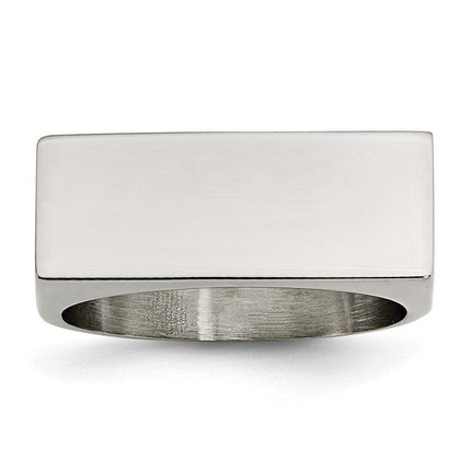 Stainless Steel Polished Signet Ring ,