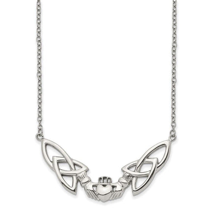 Stainless Steel Polished Claddagh Necklace ,