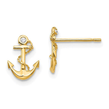 Madi K Kid's 14k CZ Anchor Post Earrings ,