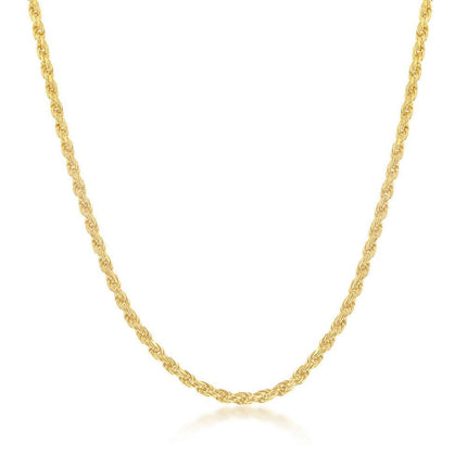 Sterling Silver 1.5mm Rope Chain - Gold Plated ,