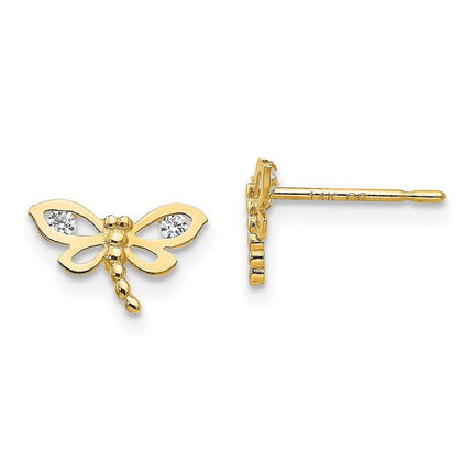 Madi K Kid's 14k  CZ  Dragonfly Post Earrings ,