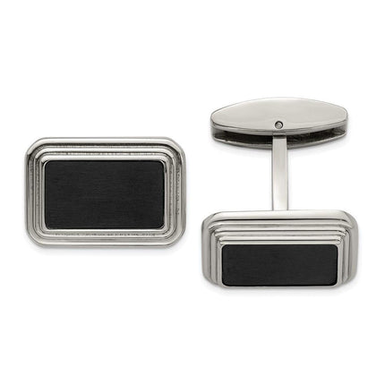 Stainless Steel Brushed/Polished Black IP Plated Cufflinks ,
