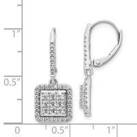 14k White Gold Diamond Cluster Earrings ,