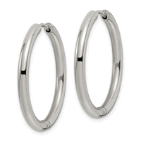 Stainless Steel Polished 3mm Hinged Hoop Earrings ,