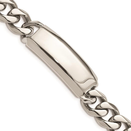 Stainless Steel Polished and Antiqued Curb ID Link Bracelet ,