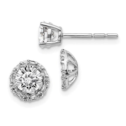 14k White Gold Diamond Semi-mount Earrings ,