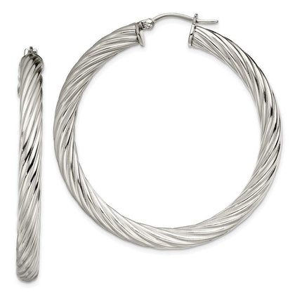 Stainless Steel Textured Hollow Hoop Earrings ,