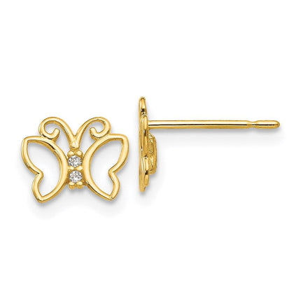 Madi K Kid's 14k CZ Butterfly Post Earrings ,