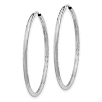 14k White Gold 1.5mm Diamond-cut Endless Hoop Earrings ,
