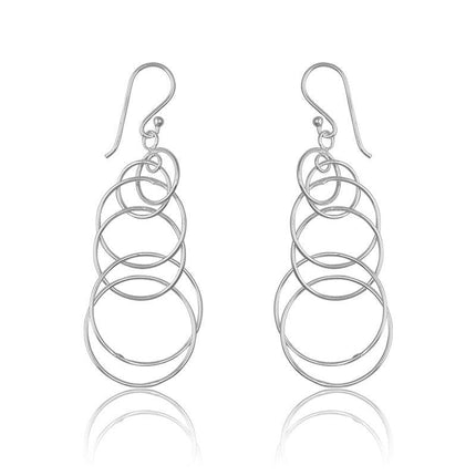Sterling Silver Multi Open Circle Earrings ,