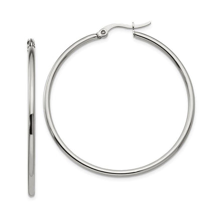 Stainless Steel Polished Hoop Earrings ,