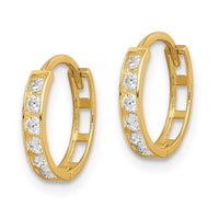 14K CZ Hinged Hoop Earrings ,