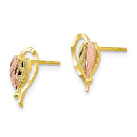 10k Tri-color Black Hills Gold Post Earrings ,