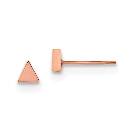 Stainless Steel Polished Rose IP-plated Triangle Post Earrings ,