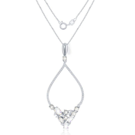 Sterling Silver Open Marquise CZ Pendant Chain ,