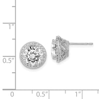 10K Tiara Collection White Gold Polished CZ Post Earrings ,