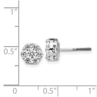 14k White Gold Diamond Cluster Screwback Earrings ,