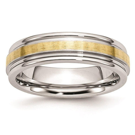 Cobalt 14k Gold Inlay Satin and Polished 6mm Band ,