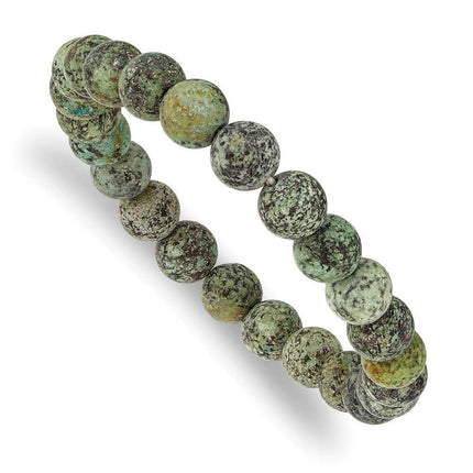 African Pine Agate Beaded Stretch Bracelet ,