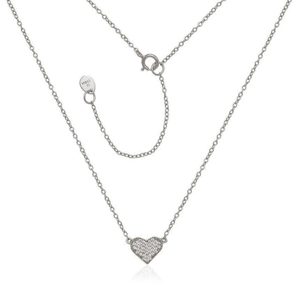 Sterling Silver CZ Heart Necklace ,